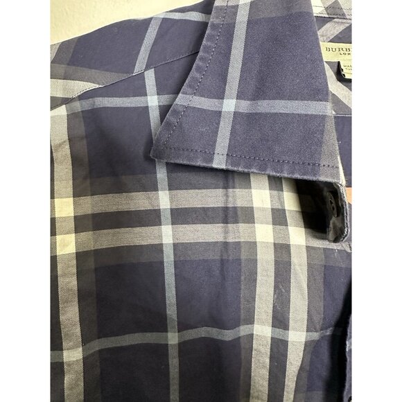 Burberry London Shirt Mens Large Blue Plaid Button Down Long Sleeve - Picture 3 of 7